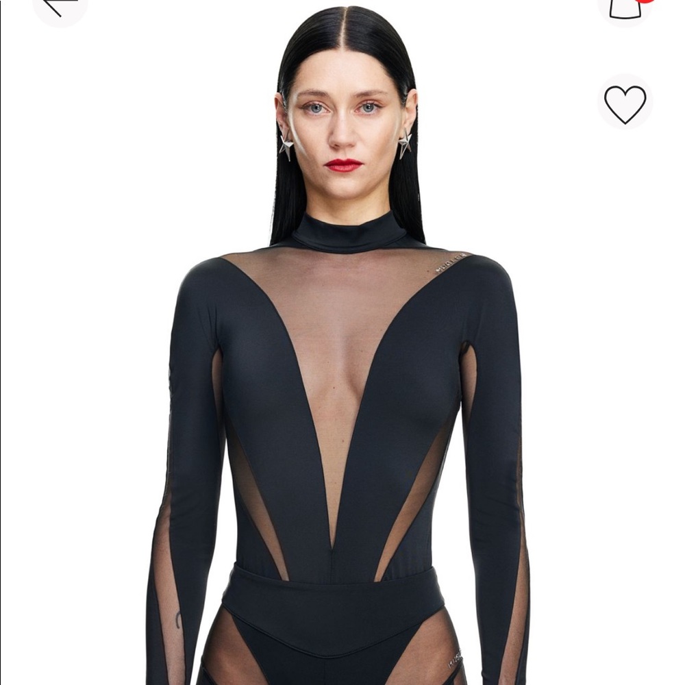 HM x Mugler black mesh bodysuit